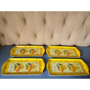 Set of 4 Lemon Melamine Serving Trays Melam es Tarsa Hungary Vintage Decor